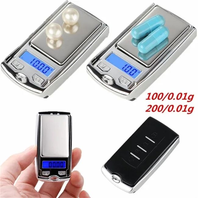 Car Keychain Digital Scales Portable Mini Pocket Weigh Scales High Accuracy  100g / 200g Electronic Balance Scales with Backlight for Jewelry Diamond  Weighing Tools