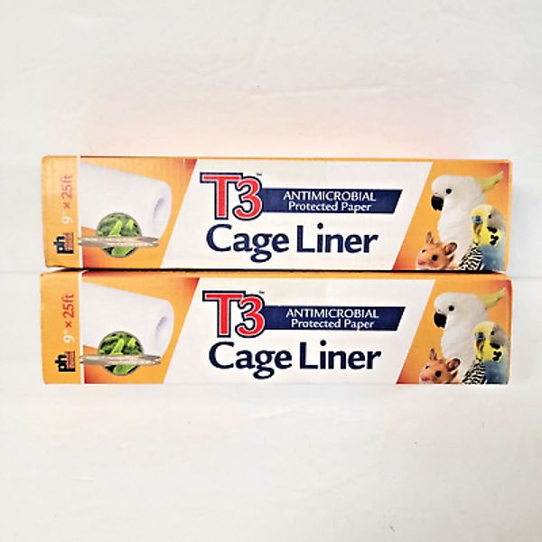 2 Bird Cage Liner Rolls 9" x 25' T3 Antimicrobial Paper PrevuePet USA