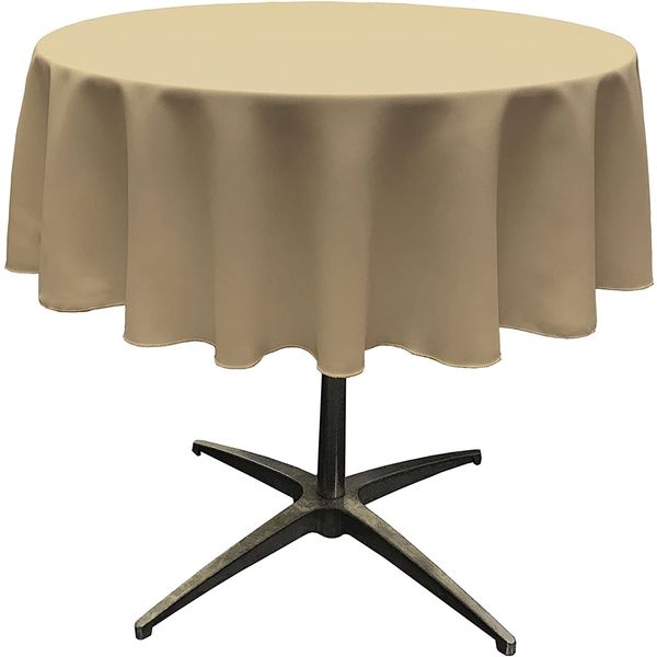 LA Linen Polyester Poplin Washable Round Tablecloth, Stain and Wrinkle Resistant Table Cover 58", Fabric Table Cloth for Dinning, Kitchen, Party, Holiday 58-Inch, Taupe, (TCpop58R_TaupeP13)