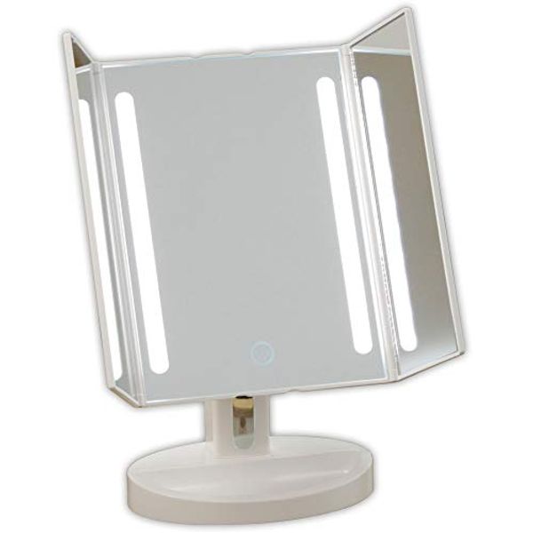 LED light three-sided makeup mirror