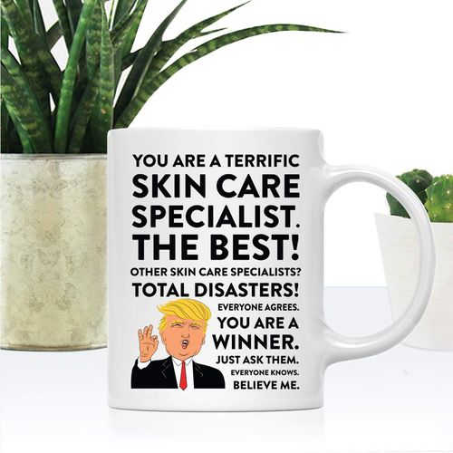 Andaz Press 11oz. Funny President Trump Coffee Mug for Skin Care Specialist, Includes Gift Box, Christmas Birthday Graduation Novelty Drinking Cup Ideas