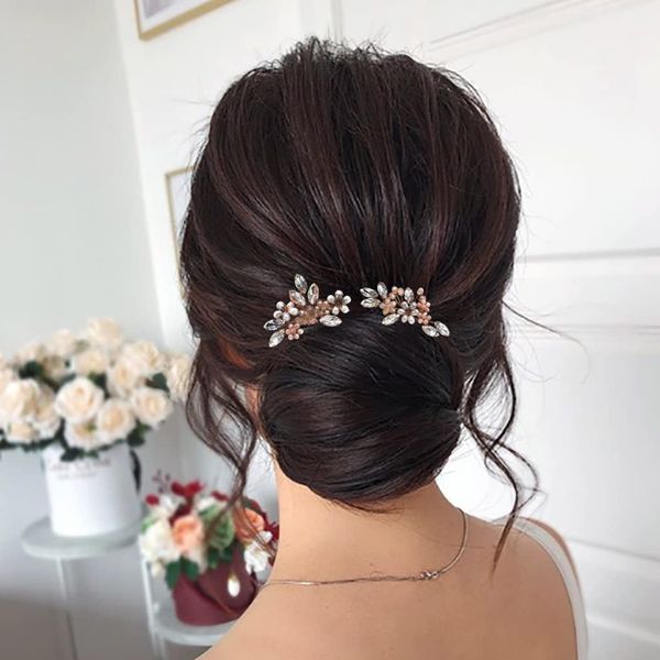 Relandy Braut Hochzeit Haarnadeln Silber Kristall Haarteile Strass Braut Haarschmuck für Frauen und Mädchen (2 Stück)