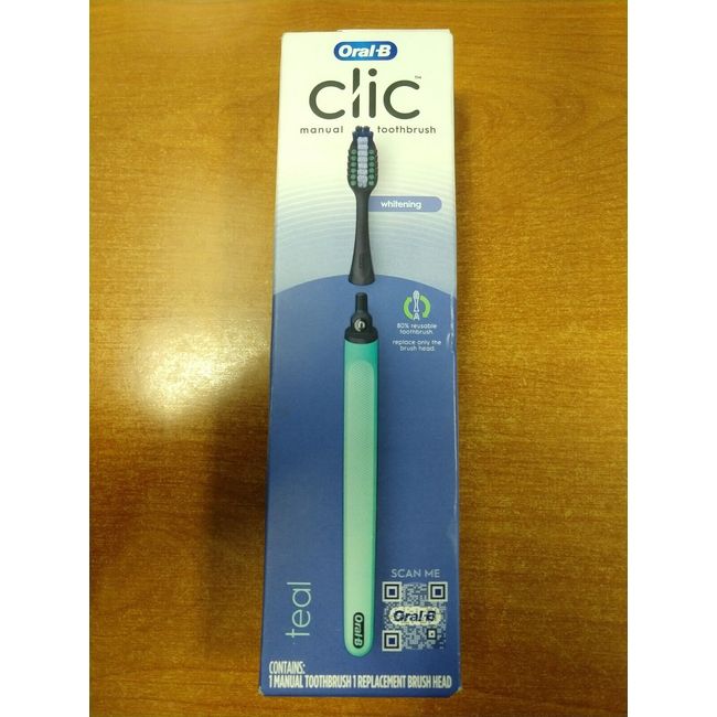 Oral-B Clic Manual Toothbrush, Teal w/Replaceable Brush Head DAMG BOX -  E12B