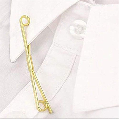 2pcs (gold+silver) Tie Collar Bar Pin Collar Bar Shirt Clip Men's Shirt Suit Plated Metal Collar Pin Best for Gentlemen (2)