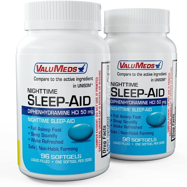 Nighttime Sleep Aid 192 Softgels Diphenhydramine Hcl, 50Mg New