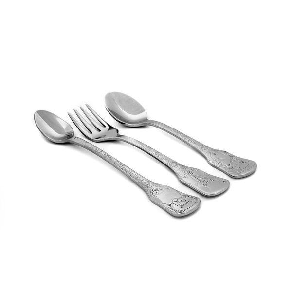 Kleynimals Safari Friends Baby Flatware Set - Made in the USA - 100% stainless steel baby forks and spoons