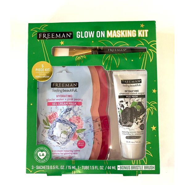 FREEMAN Glow On Masking Kit 5 Pc Kit With Brush NIB/Sealed