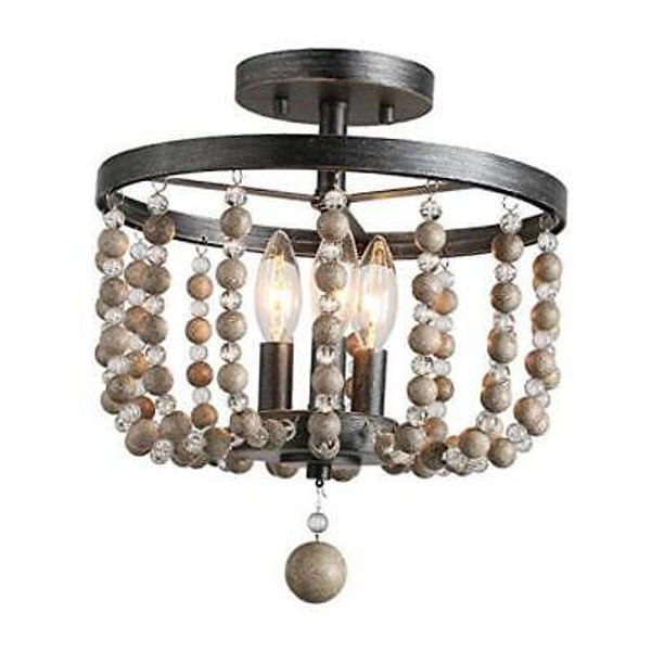 Ceiling Light Fixture, 3-Light Bohemian Lighting for Entryway, 12 D” x 13.6” H