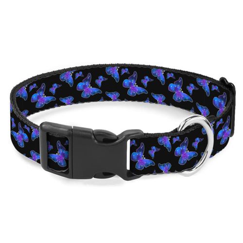 Purple Butterfly Black Dog Collar Cat Big Neck Collars Soft for Small Extra Large Heavy Duty Pet Dogs