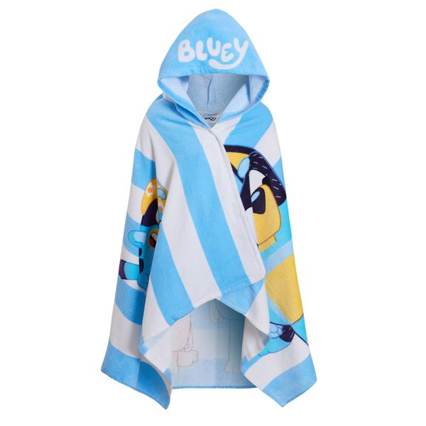 Bluey Hooded Towel Boys Girls Poncho 100% Cotton Kids Beach Towel Bath Towel Swimming Wrap Changing Robe