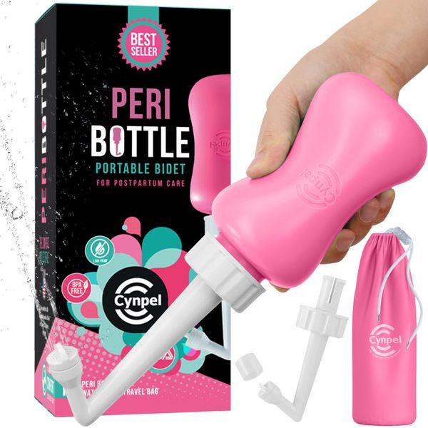 Cynpel Portable Bidet for Postpartum - 350ml Peri Bottle for Women - Upside Down Perineal Squirt Cleansing - Post Birth Travel Wash Pump - Dusty Rose