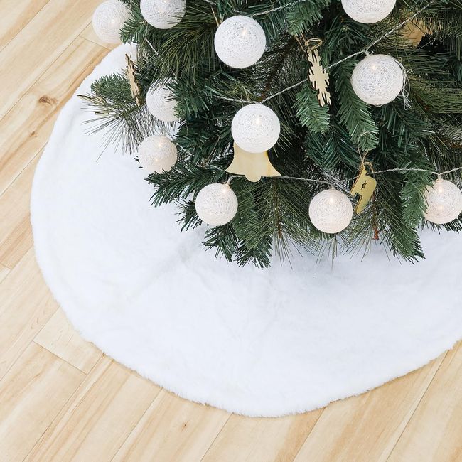 Rocotto Christmas Tree Skirt, Foot Cover, Hidden Foot, Christmas Decoration, Scandinavian Style, Ornament, Diameter 35.4 inches (90 cm), Round, Interior, White (Plain)