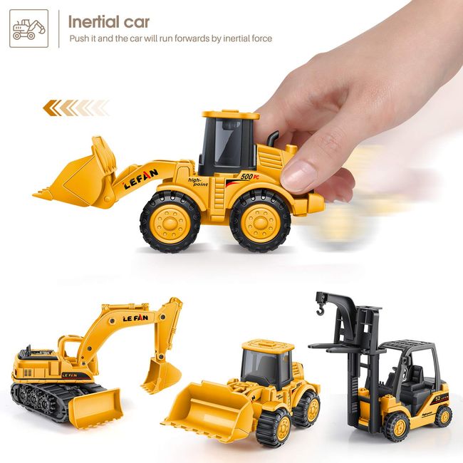 Top Right Toys Construction Trucks Toy Set for Toddler Boys - 3 Piece Small  Toy Car Vehicles with Dump Truck, Excavator Tractor, and Cement Mixer