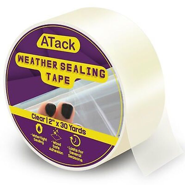 Transparent Window Weather Sealing Tape, 2-Inch x 30 Yards, Clear Window Draf...