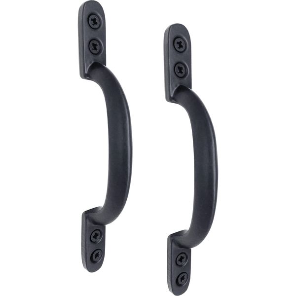 IRONTITE® 2 Pack D Handle 150mm (6") Black, Hotbed Handle, Door Pull Handle, Gate Handle for Wooden Gates. Cast Iron Pull Handle Suitable for Sheds, Gates, and Doors (Black)