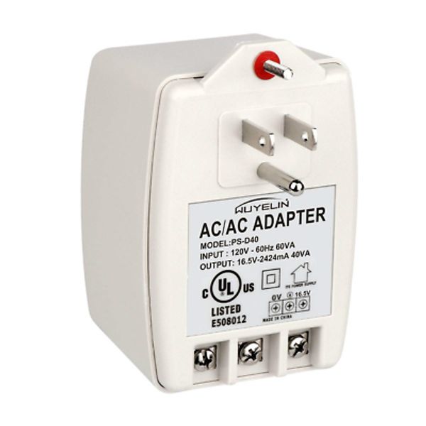 16.5V 40VA Burglar Alarm Systems and Doorbell Transformer,16.5V Plug in with All