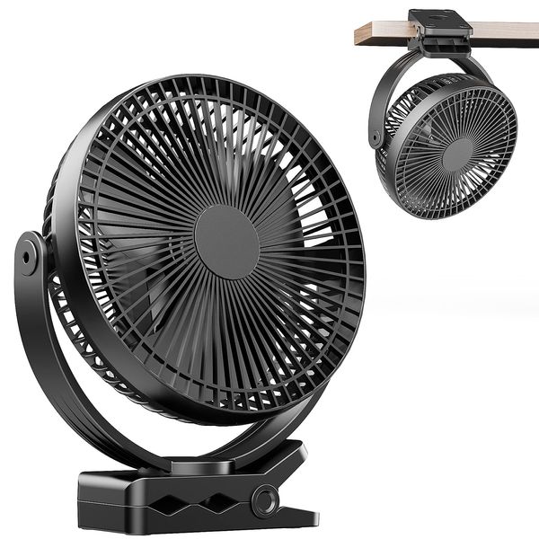 USB Fan, Clip & Desk Fan, 10,000 mAh Rechargeable, Mini Fan, 4 Levels of Air Flow/Dual 360° Angle Adjustment, Silent Heatstroke Prevention Goods, Dual USB Interfaces, Suitable for Bedrooms, Outdoors,