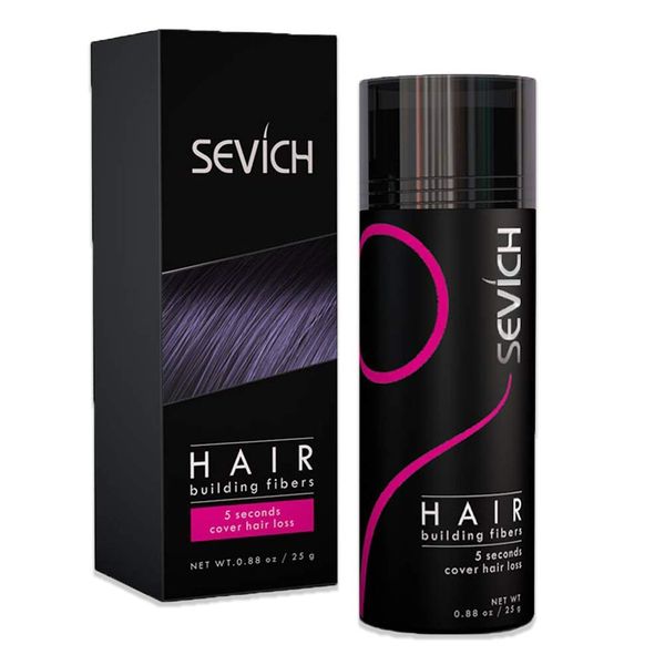 SEVICH Keratin Hair Building Fibers - 5 Seconds Conceals Loss Hair Rebuilding, Nature Concealer Fibers for Thinning Hair, 25g - Black