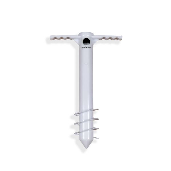 BEACH STATE Beach Umbrella Sand Anchor - Includes Canvas Pouch - White