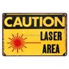 contemporary art Caution Laser Area metal tin sign
