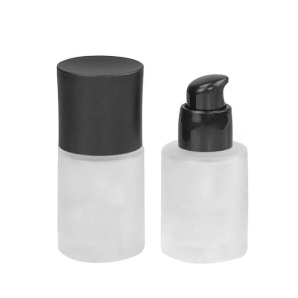 2Pcs 30ml/1oz Upscale Empty Frosted Glass Pump Bottle Liquid Foundation Container Dispenser Makeup Cosmetic Storage Vials Jar Pot for Travel Lotion Essential Oil Emulsion Sample Bottle