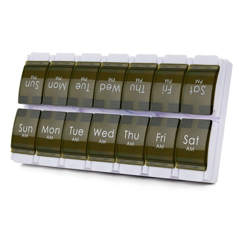 2 Week Pill Box, MOLN HYMY 7 Day Pill Organizer 2 Times a Day, Weekly ...