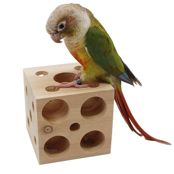 QBLEEV Bird Wooden Block Chewing Toy, Parrot Toys Tabletop Puzzle Bird Foraging Toys, Small Animals Shredding Biting Wood Teething Parakeets Toys, Bird Cage Toys for Hamster Cockatiels Conures Budgie