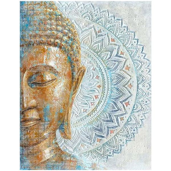 DIY 5D Diamant Malerei Full 40x50cm Buddha Mandala Square Drill Diamond Painting Set Full Groß Quadratische Diamanten Stickerei Strass Stitch Eckige Steine Erwachsene Malen nach Zahlen Perlen Bilder