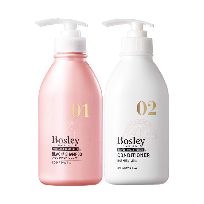 Shampoo & Conditioner [Black Glossy Beauty] Floral Herb Scent, Bosley, Black Plus, 12.2 fl oz (360 ml) x 2