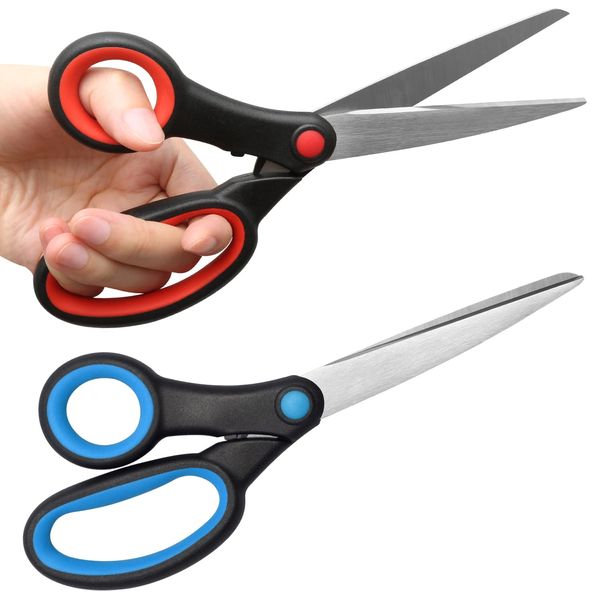 2 Left Handed Scissors for Crafting Paper Sewing, 8'' Sharp Fabric Scissors for Adults Kitchen Stationery