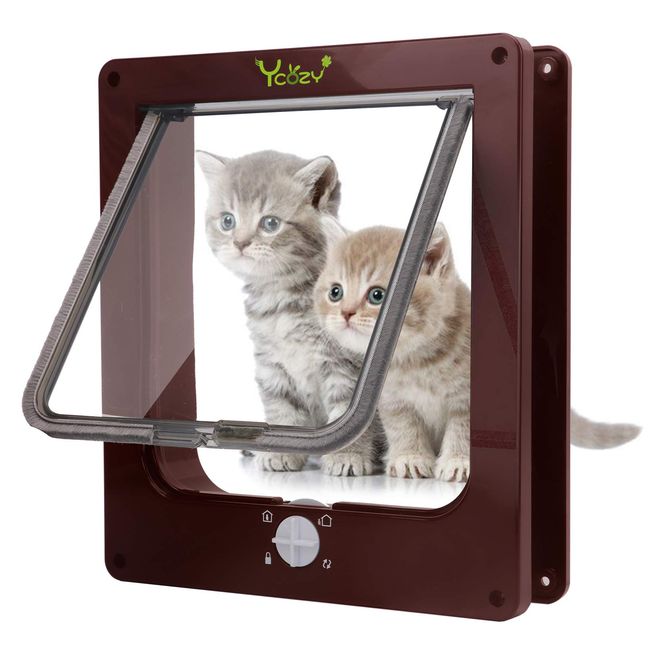 Ycozy Two-Generation Pet Door, External Dimensions 11.8 x 9.8 inches (30 x 25 cm), For Small Dogs, 4-Way Locking, Cat Door, Indoor Use, Easy Installation, Heating/Cooling Measures