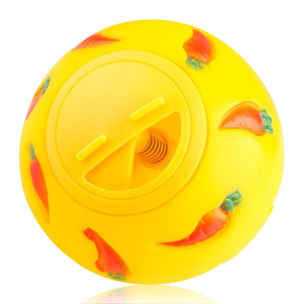 Tabanzhe Cute Cat Treat Ball Toys - Reusable Cat Food Slow Feeder Interactive Toy with Adjustable Feeding Hole Cat Interactive Training Food Dispenser Suitable for Feed Cat Dog Hamster Rabbit(Yellow)