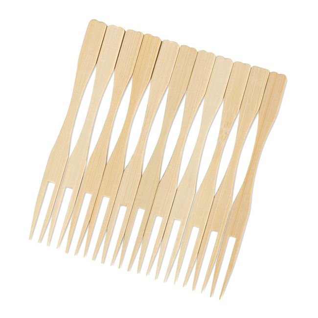 HTB Fruit Forks, Dessert Forks, Approx. 100 Pieces, Disposable Fruit Forks, Snacks, Cakes, Picnics, Made of Natural Bamboo, Eco Material, Sustainable, SDGs, Explorer HTB-FF