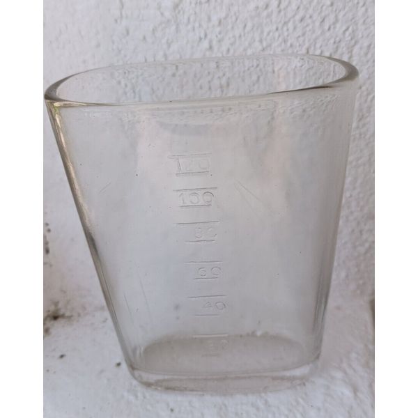 Antique old collectible glass health water thermal medical Termas measuring cup