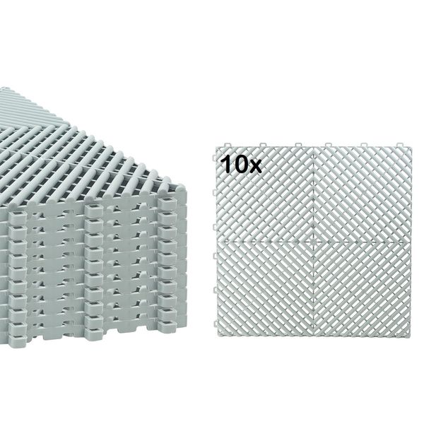 Torado® Garagenboden Belag Fliesen Garagen Boden Matten Werkstatt Kunststoff Belag Werkstattboden Klickfliesen Platten (10 STK. grau)