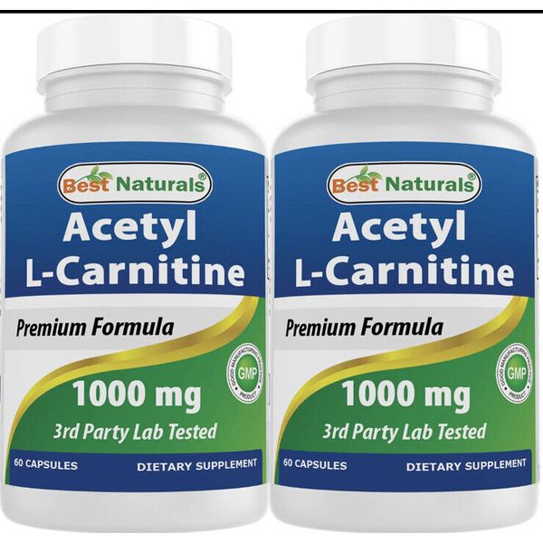 2 Packs Best Naturals Acetyl L-Carnitine 1000mg Capsule, 60 Count