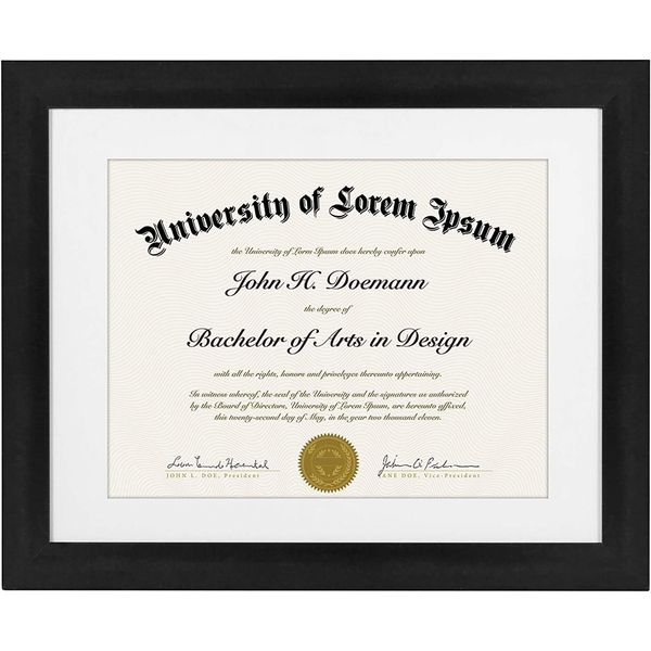 Americanflat 11x14 Black Diploma Frame | Certificate Frame Displays 8.5x11