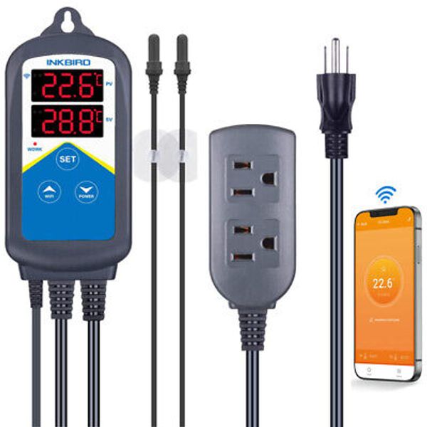 Inkbird Aquarium Tank WiFi Temperature Controller 306A 1200W Thermometer 2Probes