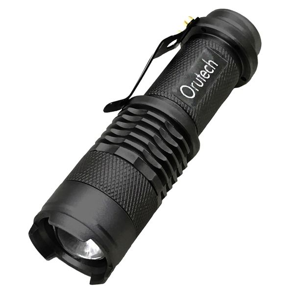 Orutech ca100100a01n0 Ultra Compact LED Handy Light, Mini Flashlight for Easy Carry, Ultra Bright CREE Chip, Waterproof, Zoom Focus Function, Single Item, Black