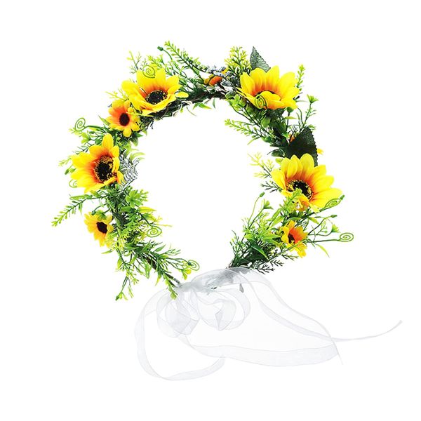 Sunflower Headband Sunflower Hair Wreath Floral Flower Crown for Girls Brides Ladies