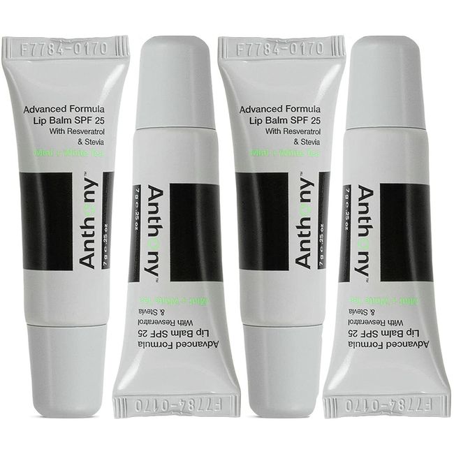 Anthony Mint & White Tea Advanced Formula Lip Balm SPF 25 (Pack of 4)