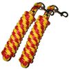 Poly Lead Rope Red/Yellow 5/8" x 9' w/Brass Plated Bolt Snap 2-Pack #18010