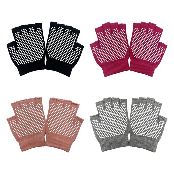 Pilates Socks with Grips for Women, Non Slip Yoga Socks for Barre Dance or Barefoot Workout (US, Alpha, One Size, Regular, Regular, 4 Pairs Yoga Gloves - Rose, Pink, Gray, Black)