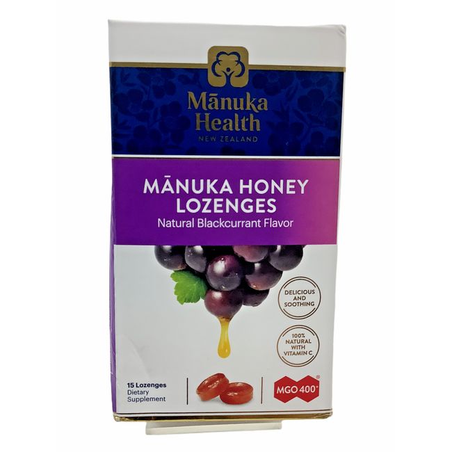 Manuka Health, MGO 400+ Manuka Honey Lozenges with Blackcurrant, 15 lozenges