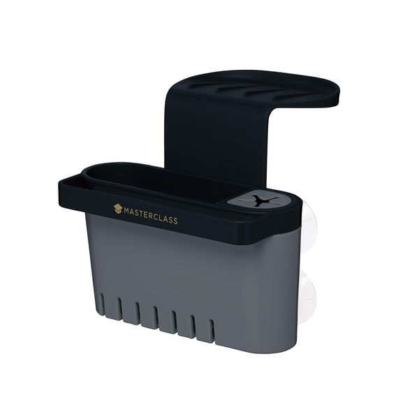 MasterClass Suction Sink Tidy, Plastic, Black / Grey, Adjustable Size