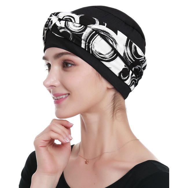 Long Band Head Wrap for Chemo Hair Loss Girls White Black