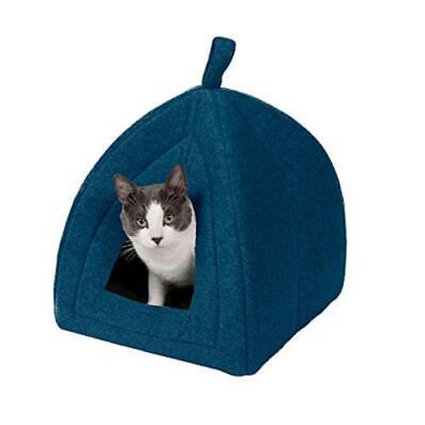 Cat Bed Cave Washable and Foldable Fleece Pet Tent with Removable Cushion