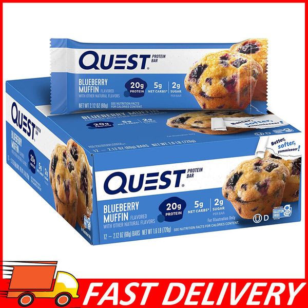 Quest Nutrition Blueberry Muffin Protein Bars, Gluten Free, Keto Friendly, 12 Ct