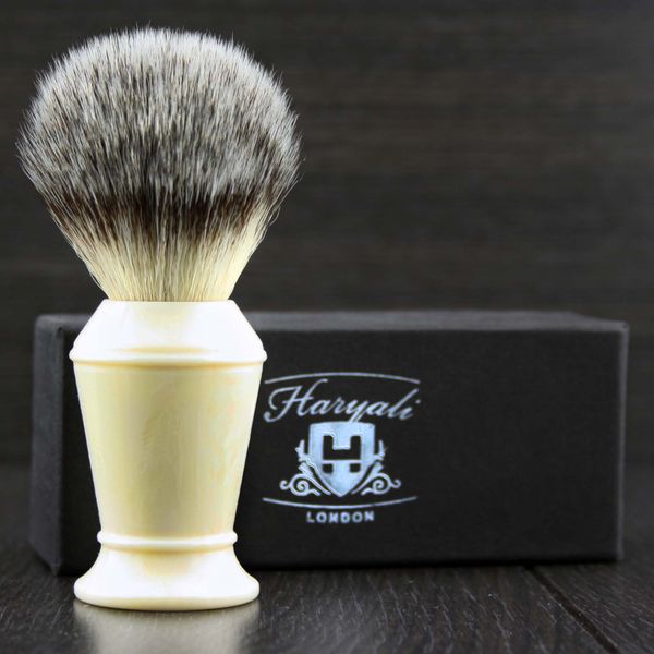 Men's Badger Looking Sliver Tip Synthetic Shaving Brush in Ivory Colour Handle. Prefect Long Lasting Eco Friendly Brush