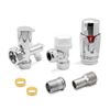 Angled Chrome Thermostatic Valve & Drain Off for Radiators & Towel Rails (Pair)